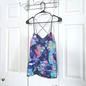 Floral Spaghetti Strap Criss Cross Tank Top Candie's Size Large Junior's